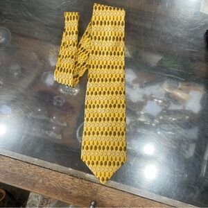 Brooks Brothers Makers Mens Neck Tie Silk Yellow Trees   3.25" 60" Italy 🇮🇹